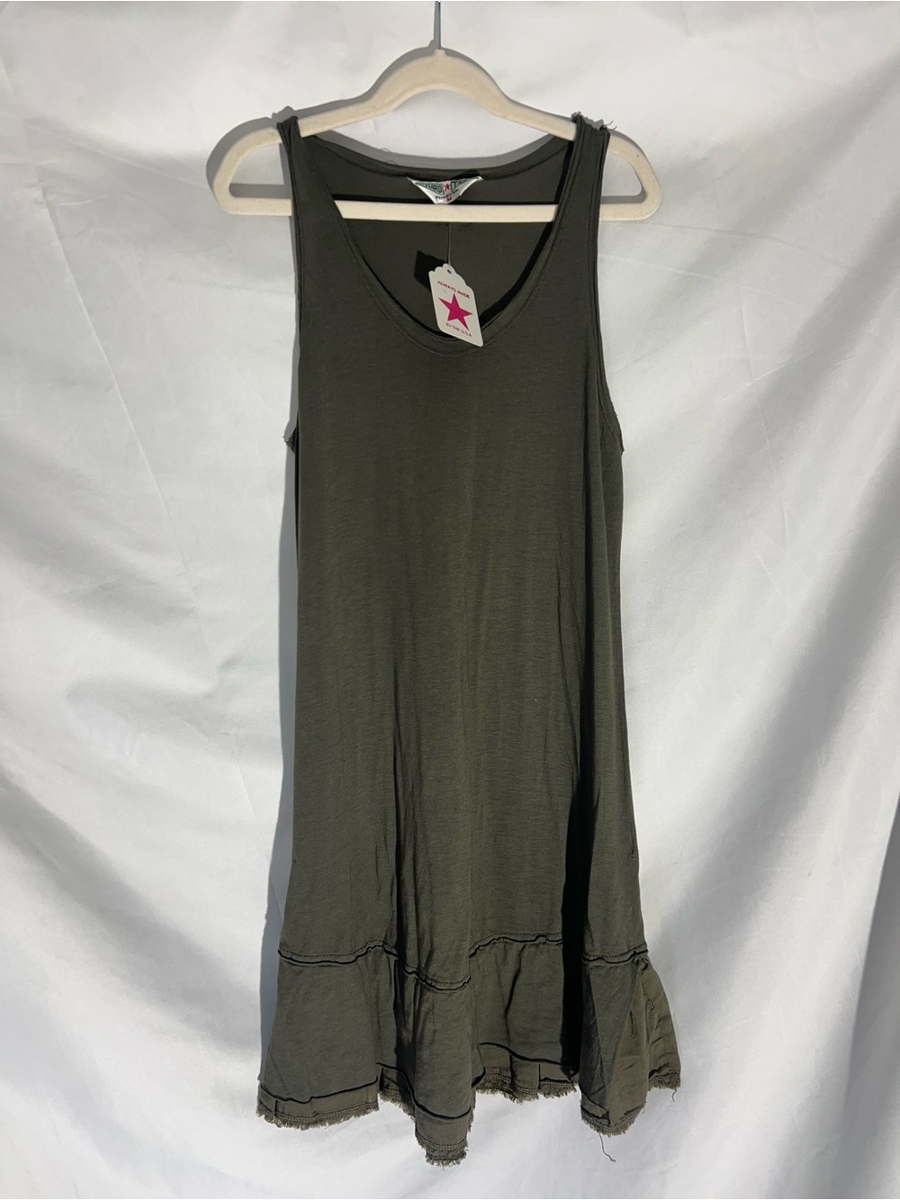 NWT Women’s HARD TAIL Olive* Cotton/Modal Ruffle Hem Boho Tunic Top